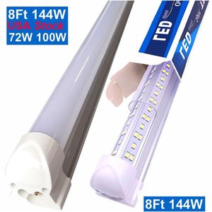 Led Tubes V-Shaped Integrate T8 Led Tube 2400Mm 4 5 6 8 Ft Feet Fluorescent Lamp 8Ft 4Ft Light Tubes Cooler Door Lighting Tra Bright D Dhd9N