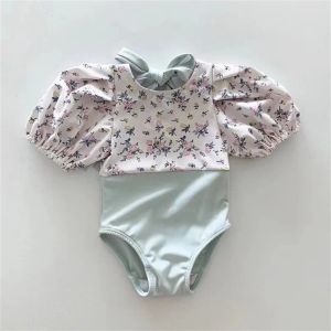 Sets 2023 Korean Cute Children Girl's Swimsuit Flower Princess Girls Bikini Set +Hat Toddler Baby Summer Bathing Suit