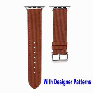 Designer kompatibel mit Apple WatchBand-Armbändern 38 mm 40 mm 41 mm 42 mm 44 mm 45 mm 49 mm Luxus-Mode-Leder-D-Band Designer-Blume für iWatch-Band Serie 8 7 6 SE 5 4 3 2 1 Sm