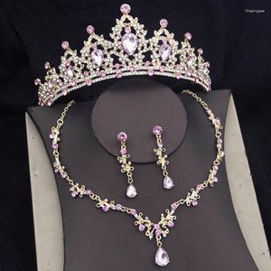 Necklace Earrings Set Luxury Princess Bridal For Girls Tiaras Crown Dangle Choker Wedding Jewelry