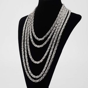 6mm Classic Mens Silver Byzantine Necklace Stainless Steel Chain Jewelry 45cm 50cm 60cm 70cm 75cm194J