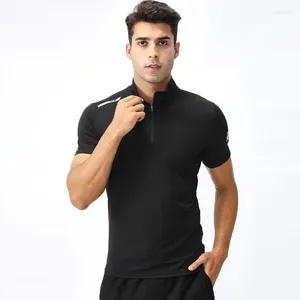 Polo da uomo T-shirt fitness Polo estiva Mezza zip Manica corta da corsa Top casual