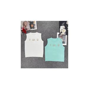 2024 tank top women new Crew Neck cotton Breathable Crop Top Summer Knits Tank Top Letter Printing Yoga Tees black white green beige 4 styles