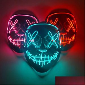 Andra evenemangsfestleveranser Cosmask Halloween Neon Mask LED Masker Party Masquerade Light Glow in the Dark Funny Cosplay Costume Suppl Dh8uf