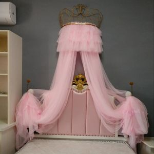 Princess Crown Mosquito Net Bed Curtain Girl Children Room Decor Bedside Yarn Net Romantic Princess Tents Bed Canopy Valance 240220