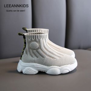 Sneakers Black/beige Toddler Socks Boots Baby Boys Girls Mesh Solid Ankle Shoes for Children Kids Breathable Casual Sport Shoes Sneakers