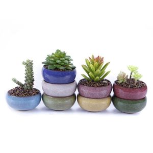 Planters Pots 8st Succent Ceramics Pots Mini Size 6x6x3.3cm Praktisk rund trädgårdskruka andningsbara planterare för hem skrivbordet Sucent Dhrhh