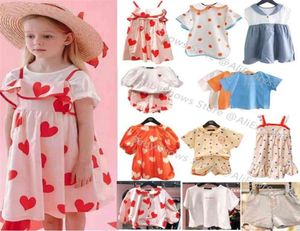 Coreano criança meninas vestido ss verão rj marca garoto meninos t camisa shorts infantil crianças vestidos doces saia roupas conjunto terno 2108043619121