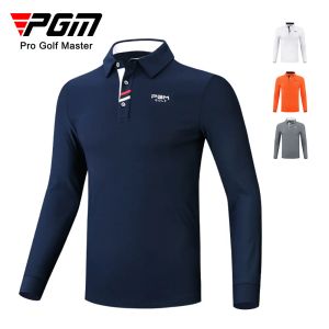 Camicie pgm camicie da golf maschile uomo maniche lunghe maglietta maschio sport da esterno girare giù magliette a maniche piene uomini inverno