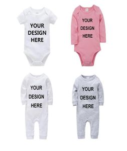 Footies Personlig Rompers skräddarsydd baby bodysuit Solid Toddler Girls Jumpsuit Onesie Custom Letters Pos Tryckt One Piece Ropa 2491413