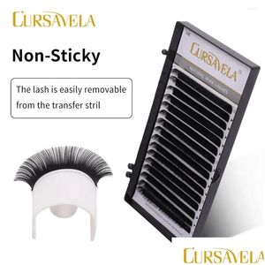 False Eyelashes Cursavela Faux Mink Extension J Curl Silk Fiber Individual Professionals Classic Natural Lashes Soft Russian Drop Deli Otwsz