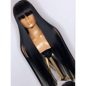 Synthetic Wigs Pervian Human Hair Straight With Bangs Fringe For Women Brazilian Bob Wig Glueless None Fl Lace Drop Delivery Products Dhaww
