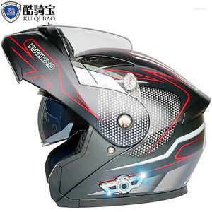 Caschi moto KUQIBAO Casco integrato Bluetooth Flip UP Moto Anti-Fog HD Doppia lente Casco ABS Crash Moto