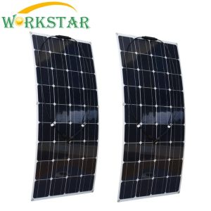 Solar Workstar 2*100W الألواح الشمسية المرنة 100W شاحن شمسي RV/BOAT 200W نظام الطاقة الشمسية 12V الخلية الشمسية الشمسية