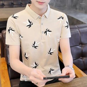 Men's Polos Fashion Lapel Button Printed Short Sleeve Polo Shirts Clothing 2024 Spring Summer Loose All-match Tops Casual Tee Shirt