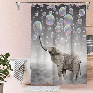 Shower Curtains Waterproof Curtain Set Colorful Bubble Elephant Bathroom With Toilet Lid Mat U-shaped Rug 4pcs/set