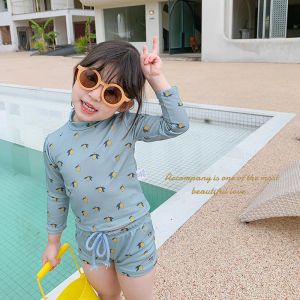 Swimwear Ins children's swimsuit breathable lemon split swimsuit baby long sleeve sunscreen suit