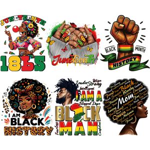 Svarta kvinnor afro flicka järn på dekaler Juneteenth Day Iron on Patches Diy Heat Transfer Stickers för T-shirt Bag Pillow Washable Decoration Applique