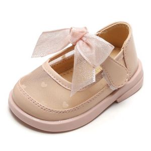 Outdoor 11.515.5cm Baby Girls Mesh Spring Shoes Lace Butterflyknot Little Princess Dress Shoes For Party Breathable Toddler Walkers