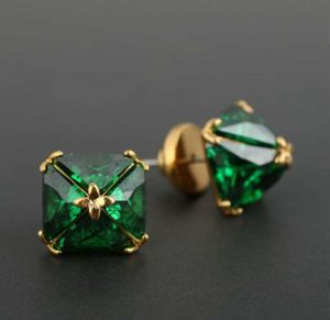 Fashion earrings Big brand design highend Emerald goldplated earrings 7 colors women039s stud in stock 7970280