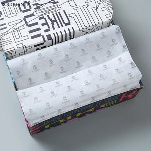 100 folhas de papel de seda personalizado com embrulho branco rosa preto impresso para embalar roupas buquê de flores embrulho de presente 240226