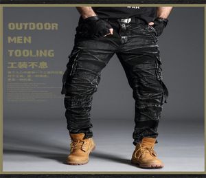 Taktyczne Camo Cargo Pants Men Army Swat Pants Walka Paintball Mężczyzna Mężczyzna wiele kieszeni Praca czarne spodni 79805078254