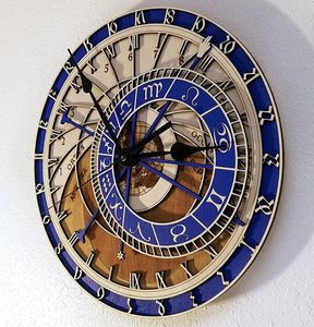 Creative Prague Astronomical Wooden Living Room Wall Quartz Home Decoratio Wood Clock Mute 2011183174090