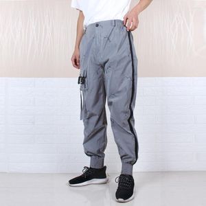 Męskie spodnie Refleksyjne potroje męskie streetwear Hip Hop Side zamek błyskawiczny swobodny mody