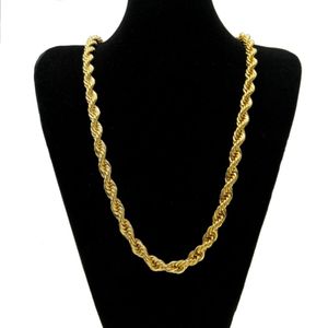 10 mm tjock 76 cm lång rep Ed -kedja 24k guldpläterad hiphop tung halsband för mens208k