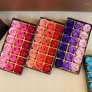 Decorative Flowers 18pcs Simulation Rose Flower Sweet Love Valentine Artificial Gift Box Wedding Happy Valentine's Day