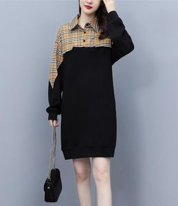 5XL elegante karierte Hemdkleider für Damen Designer Frühling Swearshirt Kleid Damenbekleidung