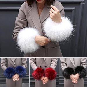 Pelliccia da donna 1 paio maniche da polso finte scaldabraccia manica lunga autunno inverno addensare braccia calde guanti braccialetto di peluche polsino polsino