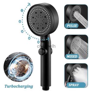 Bathroom Shower Heads Adjustable Turbocharged Head 5 Mode High Pressure Water Saving Spray Nozzle One-key Stop YQ240228