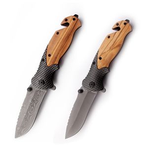 X50 3 Styles Folding Knife 440C Blade Wooden Handle Camping Hunting EDC Pocket Tool Tail Glass Breaker 147