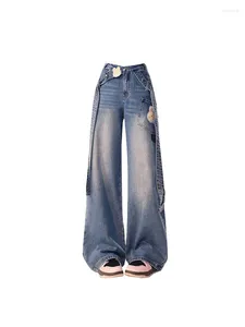 Jeans da donna Donna Baggy Blue Cargo Pantaloni da cowboy vintage Pantaloni in denim Harajuku anni '90 Estetico Streetwear Y2k 2000s Vestiti trash 2024