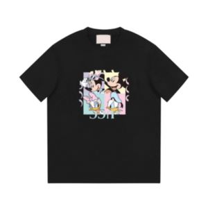 24SS мужские футболки дизайнерские футболки радужные грибы с буквенным принтом топы с короткими рукавами хлопковые свободные мужские и женские рубашки