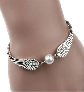 Angel Wings Charme Charms Foot Armband Marke Strand Fashon Bein Armband Kette Imitation Perlen Anhänger Indische Fußkästeparty J8826839