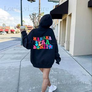 Hoodies للنساء من النوع الثقيل الأسود بالإضافة إلى الحجم النسائي ملابس Karol G Manana Sera Bonito Hoodie غدًا سيكون هوديسًا لطيفًا للنساء من النوع الثقيل T240228