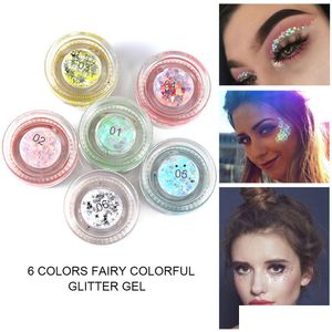 Ombretto Handaiyan Fairy Colorf Ombretto Glitter Gel Ombretto affascinante Trucco cosmetico Olografico Grosso evidenziatore per labbra viso Dh8F7