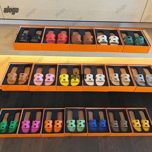 Best Quality Designer Slippers Leather sandal Same Style for Women's slides Summer Outwear Leisure Vacation slides Beach Slippers Spring Flat Genuine Shoes no box