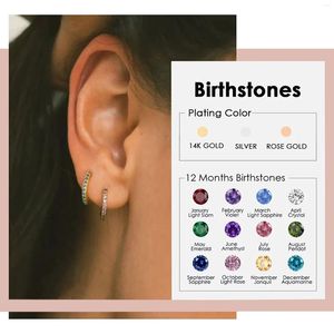 Hoopörhängen Orazio Birthstone Rostfritt stål för kvinnor Män Fashion Rhinestone 14K Guldpläterade Huggies smyckespresent