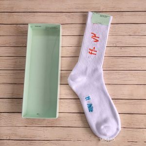 Off Harajuku Street Style White Long Splash-Ink Sports Socks 2024ss Men Men Haft Haft Kolorowe Sox Designer Retro Short Socks