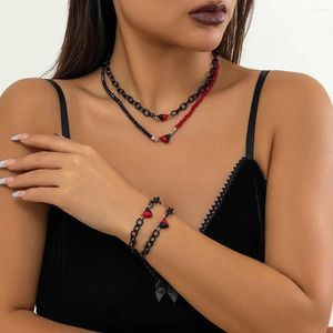 Halskette Ohrringe Set Lacteo Trendy Kristall Perlen Herz Magnetverschluss Charm Armbänder Für Frauen Choker Armreifen Schmuck Mädchen Party Geschenk