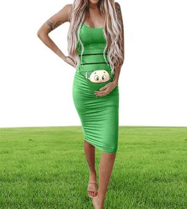 Women039s Mode süßes Baby bedrucktes Sommerkleid für Schwangere, ärmellose Umstandskleider, lässig, Sevimli Hamile Elbise3846662