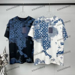 Xinxinbuy Men Designer Tee T Shirt 2024 Tie Dye Letter Speckle Print 1854 Short Sleeve Cotton Women