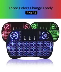 3 Colors Backlit i8 Mini Wireless Keyboard 24ghz English Russian 3 Colour Air Mouse with Touchpad Remote Control Android TV Box4309376