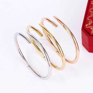 Klassisches Luxus-Nagelarmband für Männer und Frauen, modisches Paar-Armband, Liebesdesigner, 316 l Titanstahlbeschichtung, 18 Karat Gold, Manschettenarmbänder, Schmuck