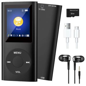 Player MP3 -spelare med Bluetooth 5.0, musikspelare med 32 GB TF -kort, FM, hörlurar, bärbar HiFi Music Player (Black)