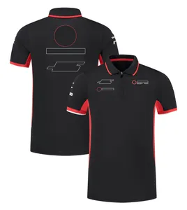 2024F1 Work Racing Dress Car Logo Personalização Equipe Camiseta de manga curta Fãs Secagem rápida Manga curta T-neck Carro esportivo Roupas de trabalho Preto e Vermelho