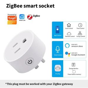 Tuya ZigBee Smart Plug US con presa timer Mini controllo vocale remoto Prese wireless domestiche compatibili con Alexa Google SmartThings8678312